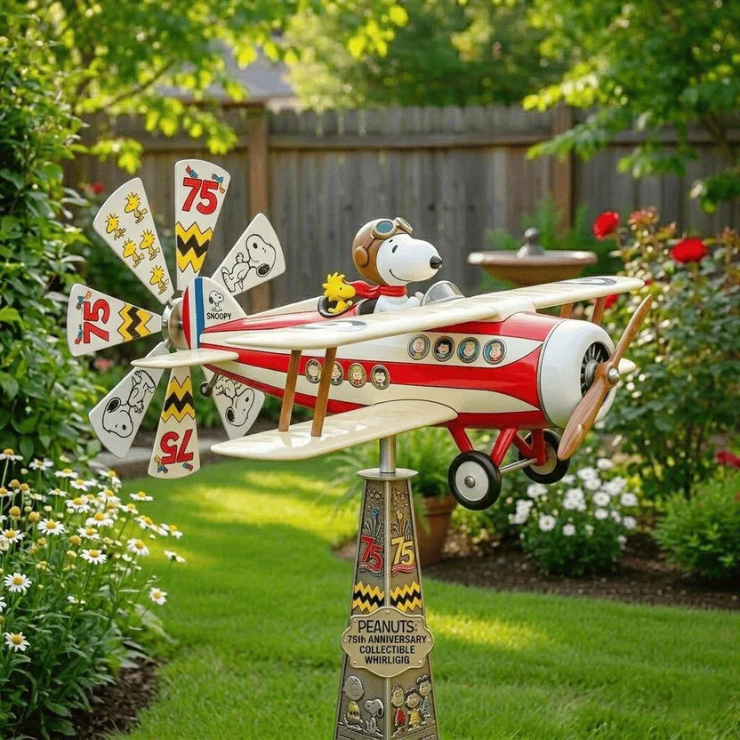 Snoopy 75th Birthday Rain Gauge Garden Stake ＆Garden Windmill💋