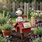 Snoopy 75th Birthday Rain Gauge Garden Stake ＆Garden Windmill💋