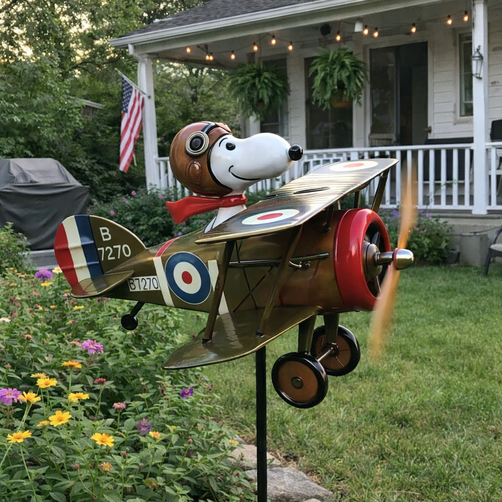 Snoopy 75th Birthday Rain Gauge Garden Stake ＆Garden Windmill💋